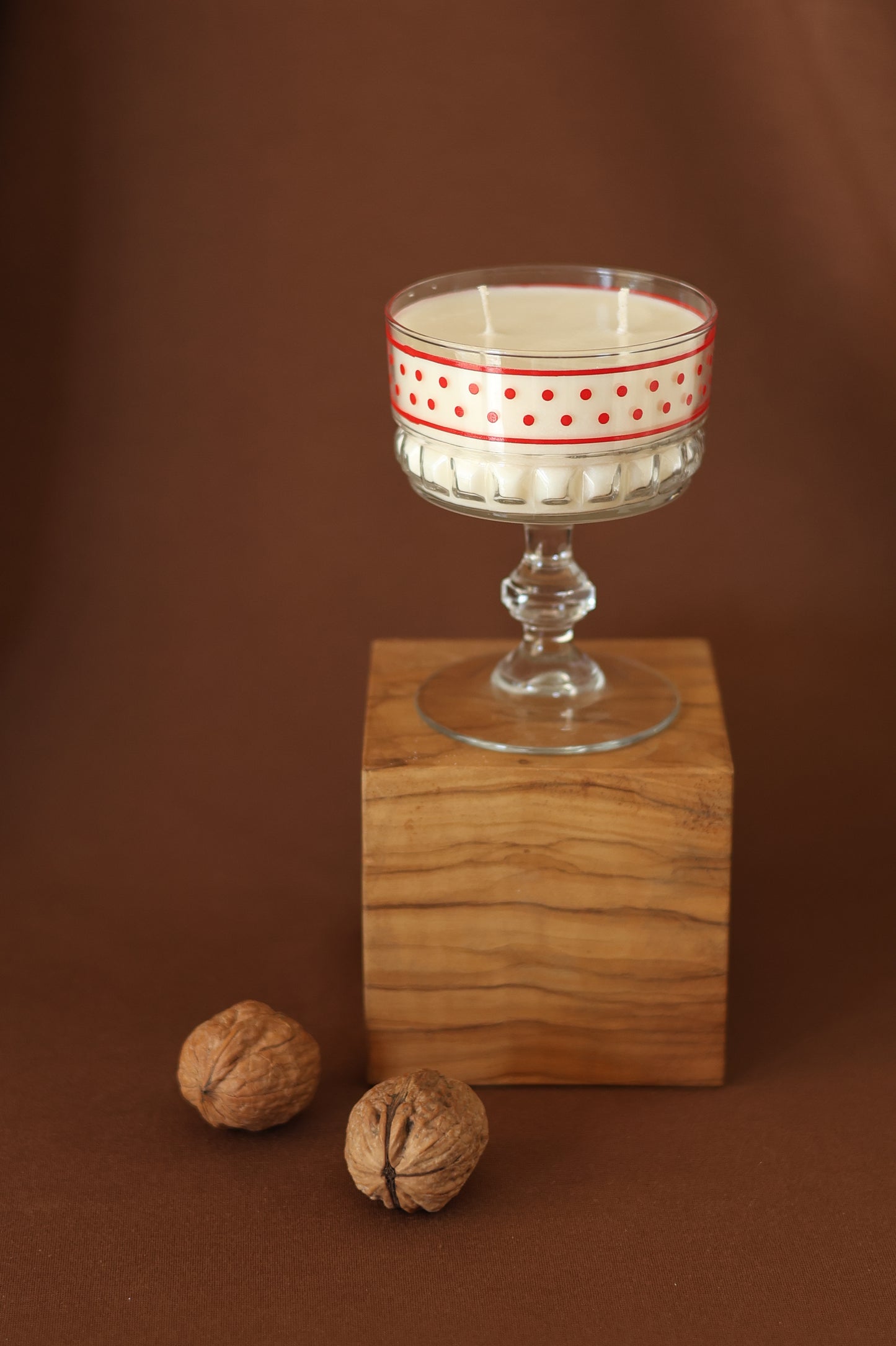 Candela in Calice a Pois di Vetro - Vintage Candles - Christmas Candle