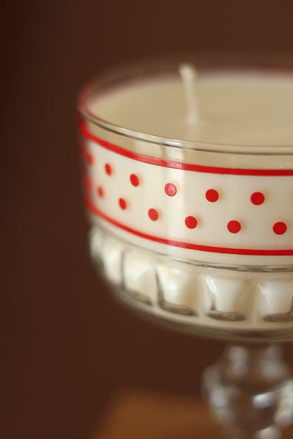 Candela in Calice a Pois di Vetro - Vintage Candles - Christmas Candle