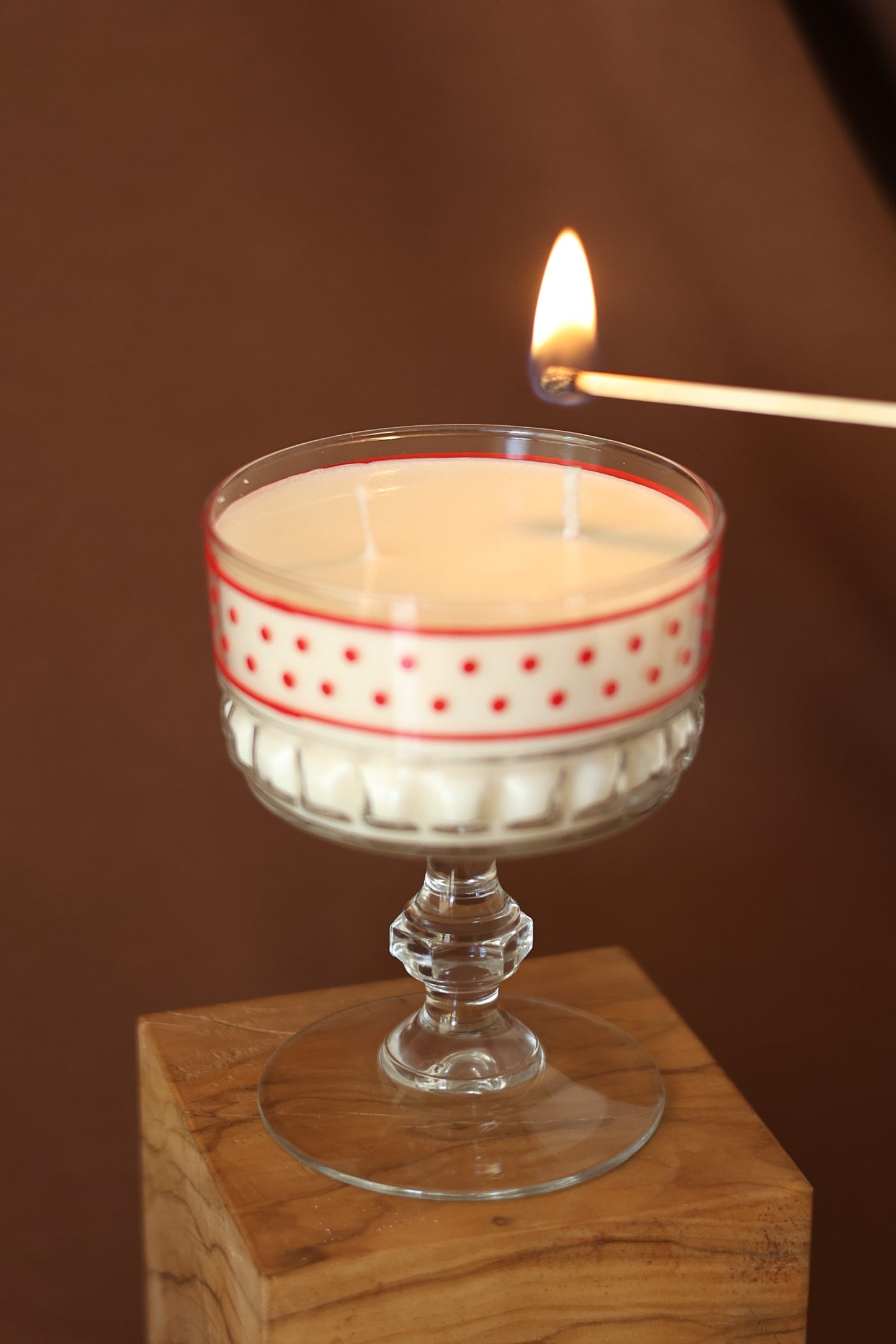 Candela in Calice a Pois di Vetro - Vintage Candles - Christmas Candle