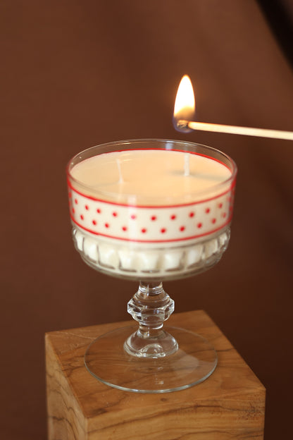 Candela in Calice a Pois di Vetro - Vintage Candles - Christmas Candle